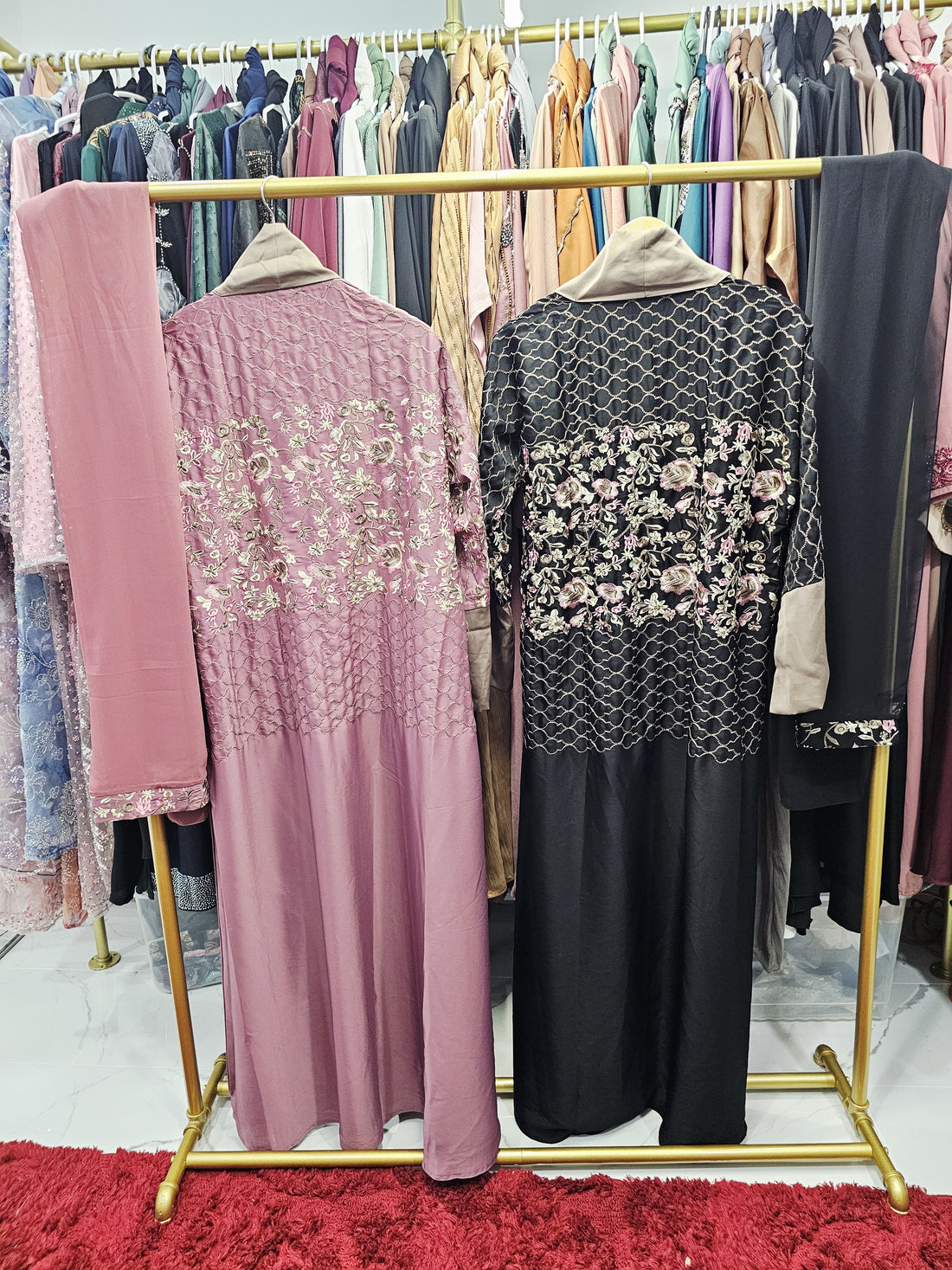 Embroidered Open Abaya Set for Women