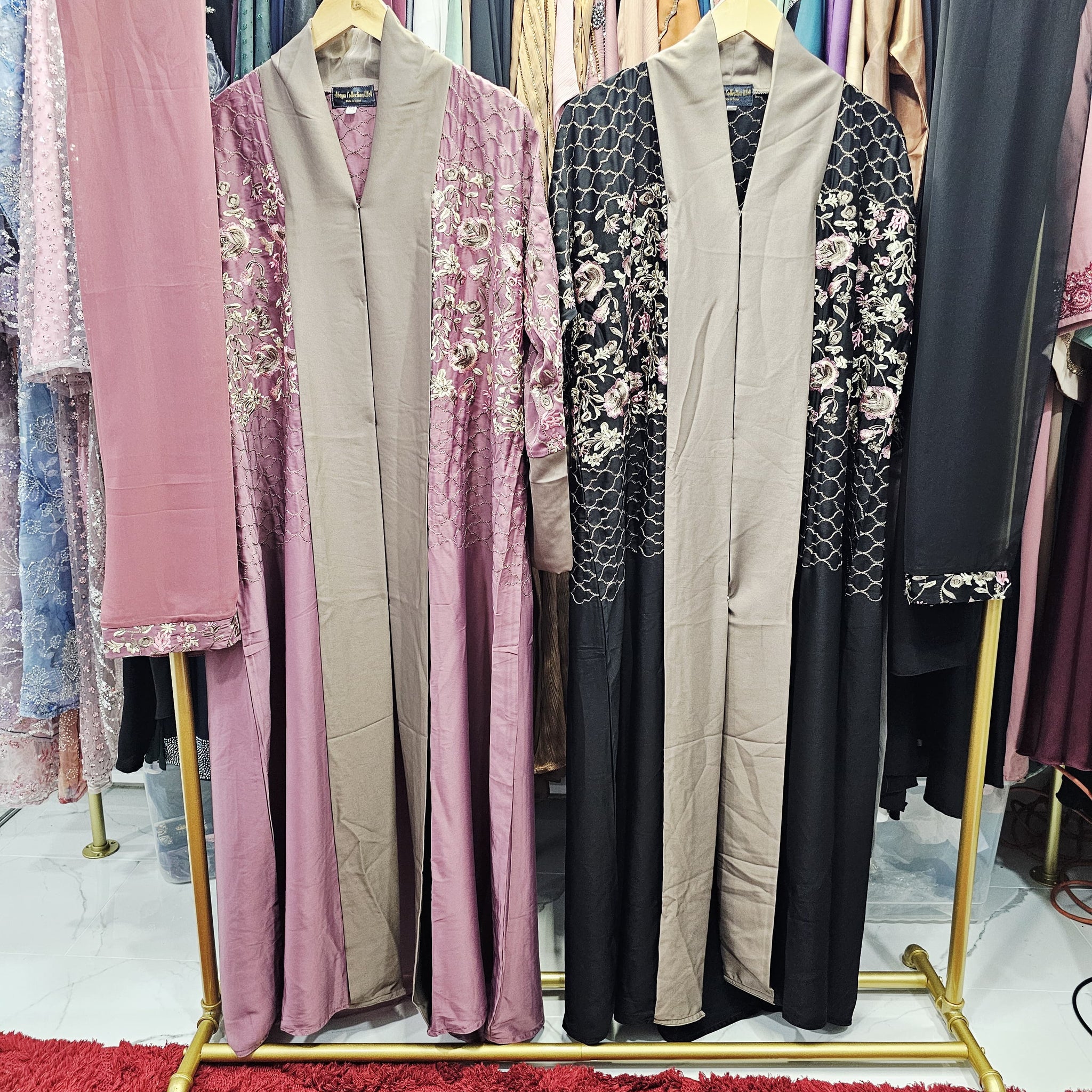 Embroidered Open Abaya Set for Women