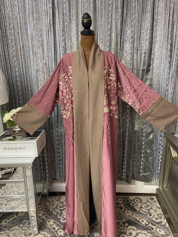 Blush & Taupe Luxe Embroidered Abaya