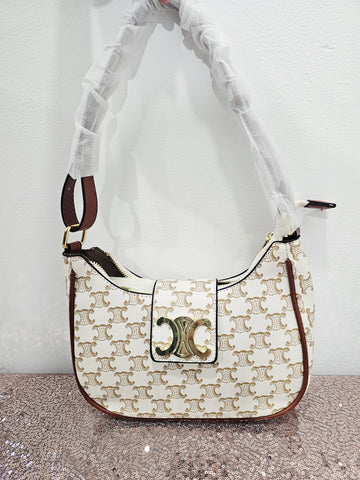 Chic Hodo Bag with Triomphe Monogram and Iconic Clasp